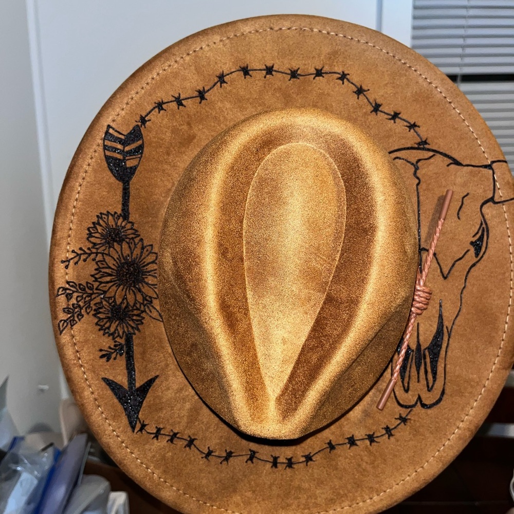 Brown Western Hat with Embroidery
